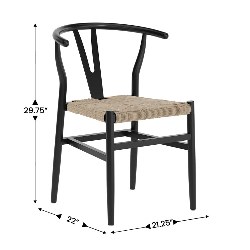 Commercial Y-Back Style Wood and Kraft Paper Stack Dining Chair, 2, Black