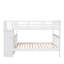 Lit superposé blanc pour escalier pour chambre à coucher, garde-corps de rangement et garde-corps, construction solide, escalier fonctionnel, lit divan-lit pour chambre à coucher, blanc, espace, pieds robustes, boîte à ressorts non requise