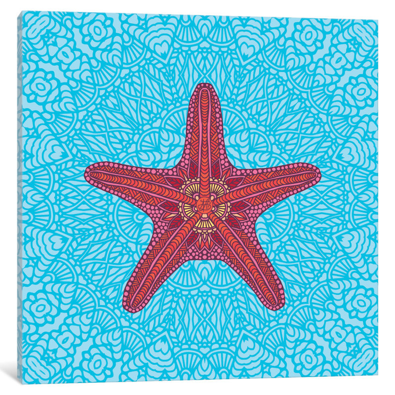 « starfish », impression sur toile tendue, H 24 po x l 24 po x P 1 po, Papier d'art encadré noir, Blanc