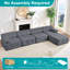 Canapé modulaire velours capitonné modulaire, gris foncé-1119169399