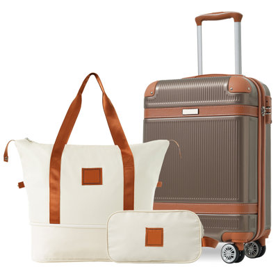 Ensemble de valises Hardshell 3 pièces, valise de cabine 20 pouces avec roulettes pivotantes, verrou TSA, ABS léger et durable pour les voyages d'affaires