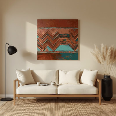 Southwestern Patterns Navajo Chevron 218 Brown Metal Wall Art
