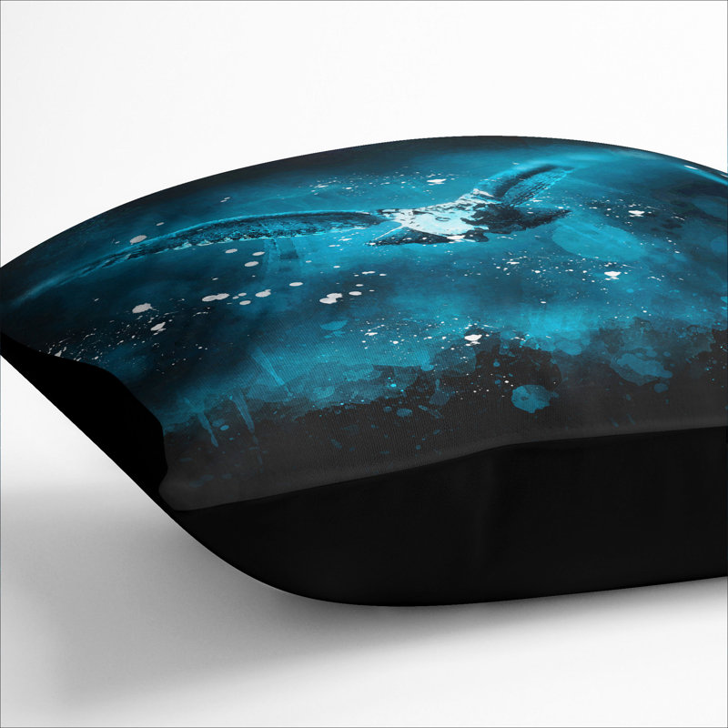 Owl in Flight Scatter Cushion with Filling, 40cm H x 40cm W x 15cm D, Black