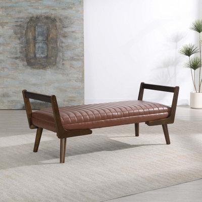 Banc en chenille de 52 pouces de style Mid-Century avec pieds en bois de noyer pour la cuisine, le salon, la chambre à coucher et le vestibule