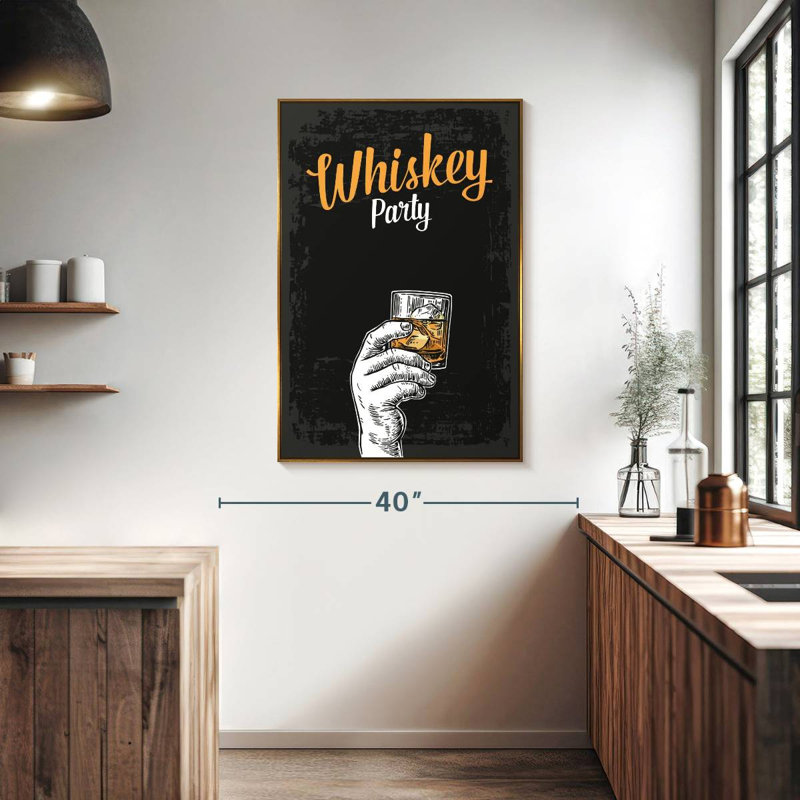 Whisky Party, Cadre flottant doré, 27" x 40"