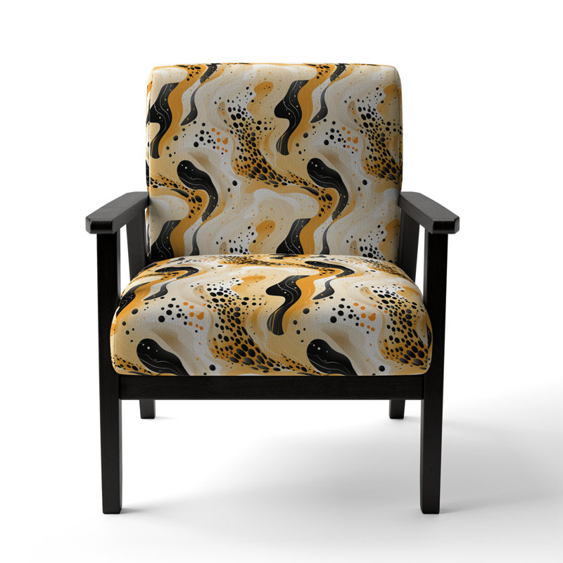 Fauteuil d'appoint rembourré glamour orange et noir à imprimé guépard I