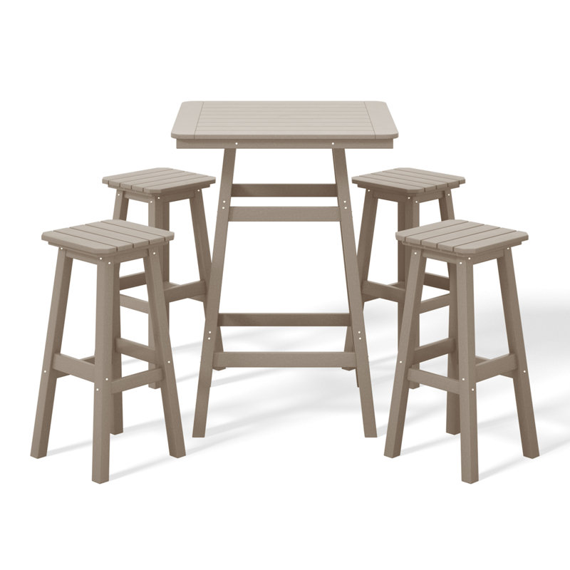 Laguna 5-Piece Square Bar Set, Light Brown