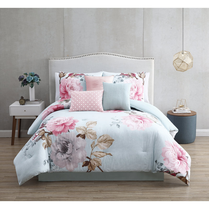 Ridgely Comforter Set, Queen Comforter + 6 Additional Pieces, Blush