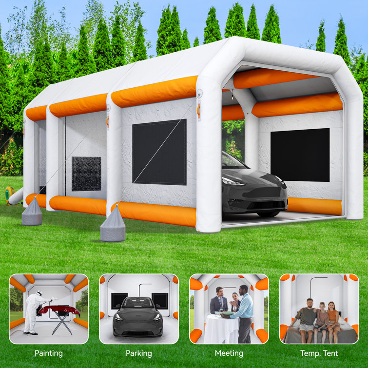 Portable Inflatable Paint Booth Large Spray Booth Car Paint Tent w/Air Filter System & Blowers Edrosie Inc Size: 118 H x 236.2 W x 157.5 D
