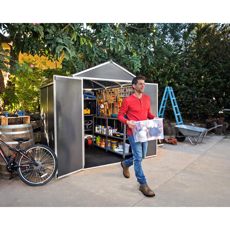 Palram - Canopia Rubicon Polycarbonate Storage Shed, 85" H x 72" W x 144" D