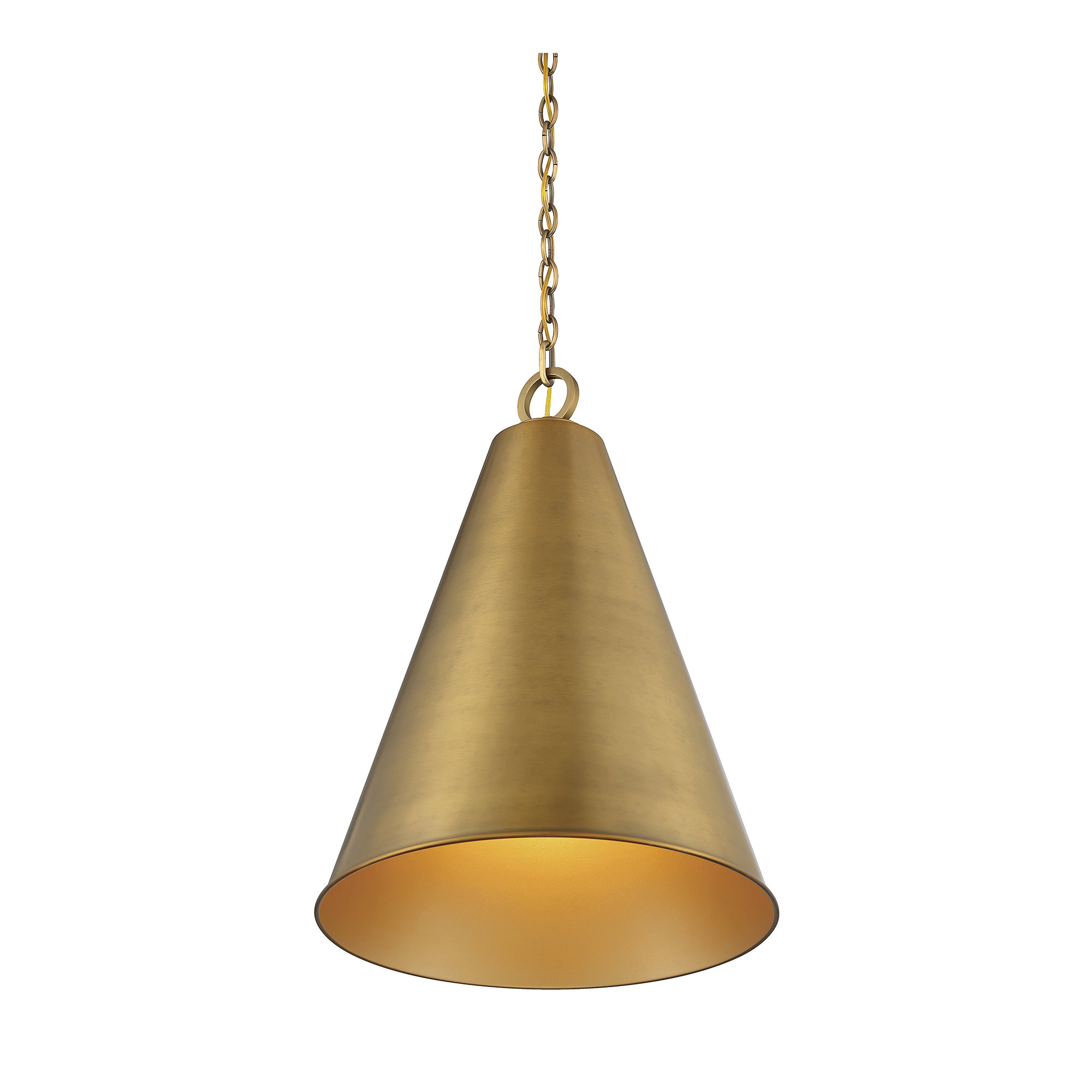 Grenadine Single Light Metal Dimmable Pendant, Natural Brass