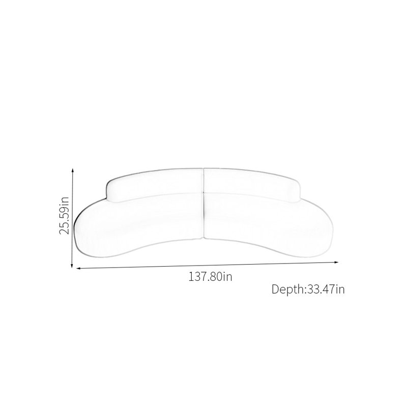 Canapé semi-circulaire, H 25,59 po x l 137,8 po x P 33,47 po