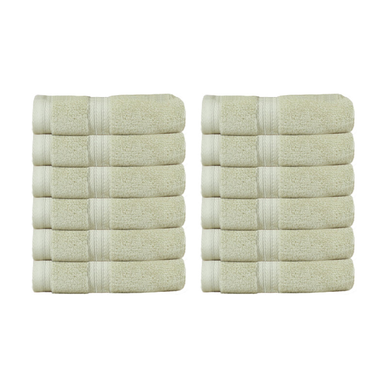 Essuie-mains 100% coton Elegance Essentials 550GSM Zero Twist (ensemble de 12) - 13 po x 13 po, Vert