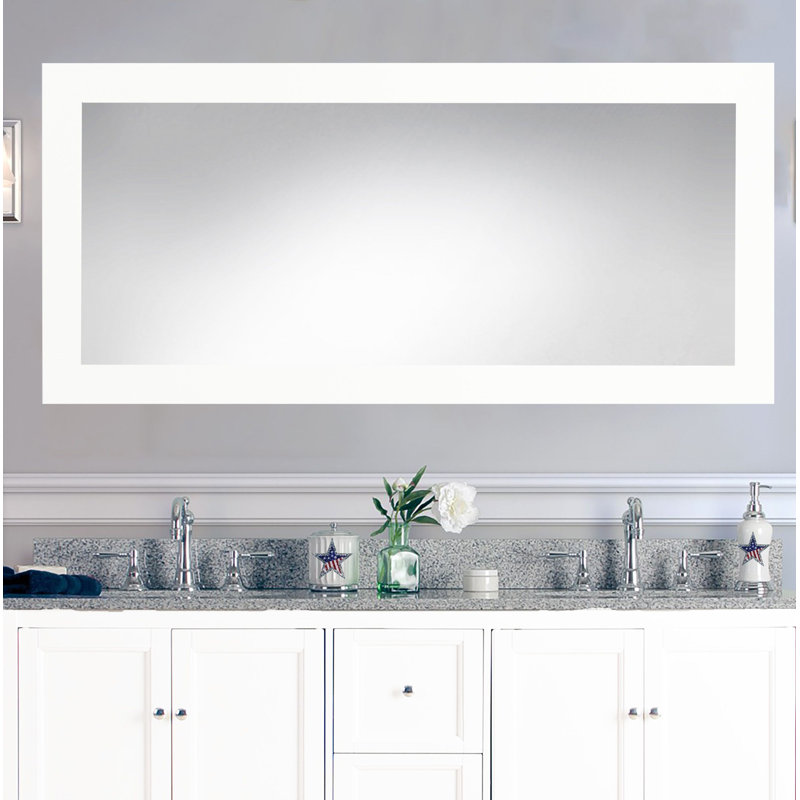 Armone Engineered Wood Flat Mirror, Snow, 69.5" H x 31.5" W