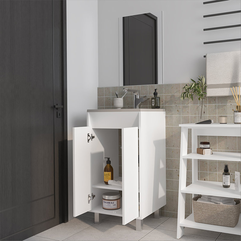 White Bathroom Cabinet with 2 Doors, White