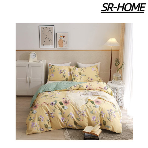 SR-HOME Cotton Duvet Cover Queen Green Floral Bedding Sets 100% T-Shirt  Cotton - Wayfair Canada