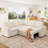 Abramson L Shaped Sleeper Sectional Sofa Couch With Storage Seat Beige Corduroy-117494800