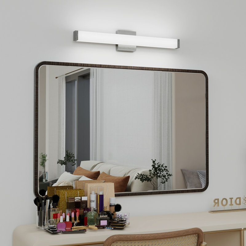 Luminaire de bar pour salle de bain en nickel brossé carré à DEL 25 po 14W 6000K