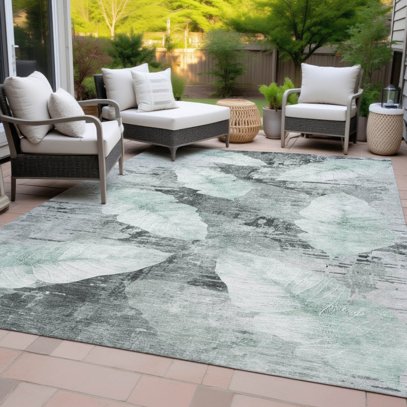 Machine Washable Indoor/Outdoor Arline ACN2172 Floral Rug, Rectangle 3' x 5'