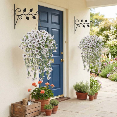2Pack Artificial Hanging Flowers For Outdoors, 29In Faux Outdoor Hanging Plants Pansy Flowers Fake Cascading Floral Vines For Porch Patio Balcony Pergola
