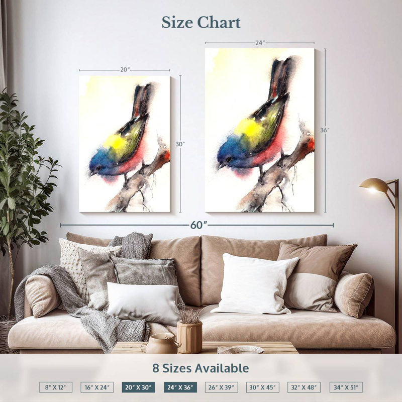Brampt Bunting Bird, 36" H x 24" W