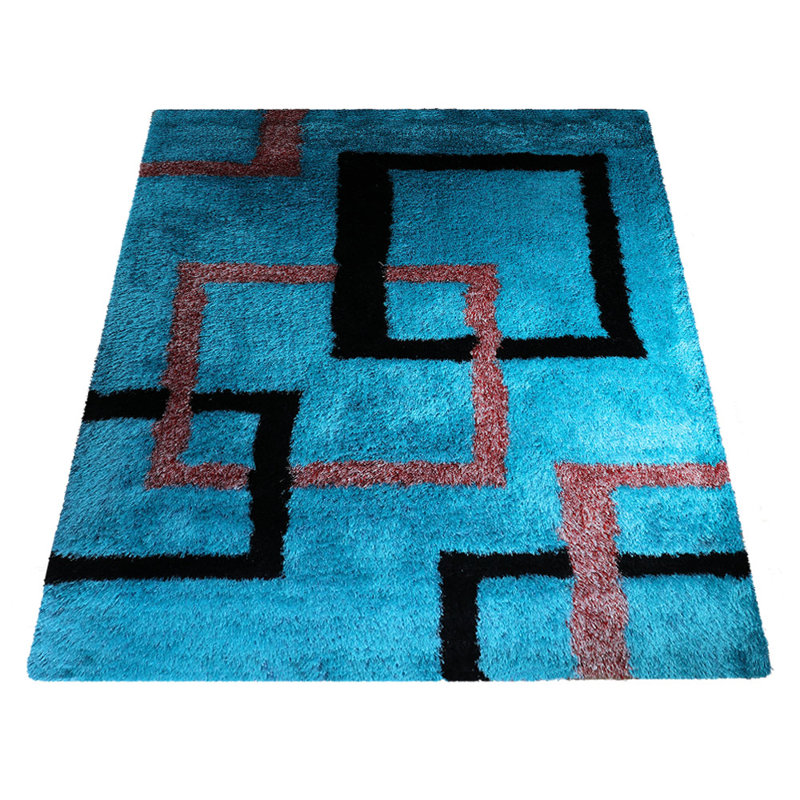 Tapis à poils longs en polyester touffeté à la main Akzel, Rectangle 6 pi x 9 pi