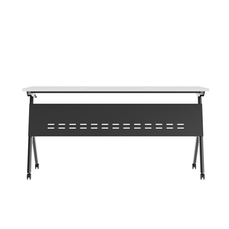 Commercial Nesting Flip Training Table With Steel Frame And Y-Legs, Grey, Black
