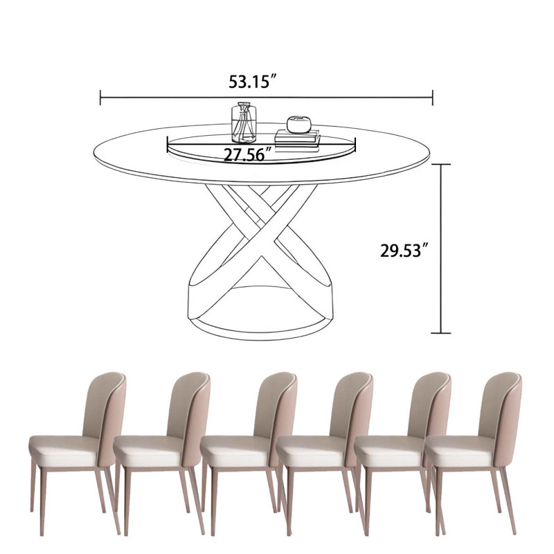 Ensemble de table ronde et de chaises 7 pièces