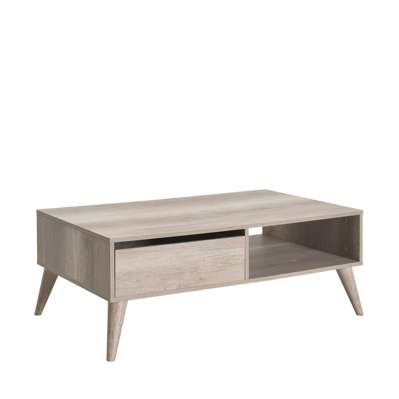 Stylish Coffee Table, Light Walnut, 43.3 x 16.5 x 25.6 inches | 100% Melamine Coated Particle Board, Thickness: 0.6 inches | Modern Scandinavian Design, Perfect for Living Room & Contemporary Spaces