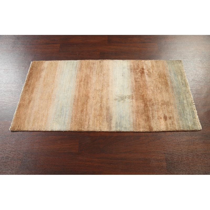 Tapis beige noué à la main de conception unique 2 pi 5 po x 4 pi 8 po