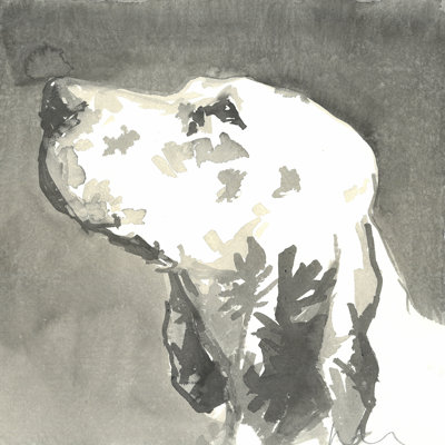 Peinture sépia moderne par un chien très moderne - peinture sur toile tendue