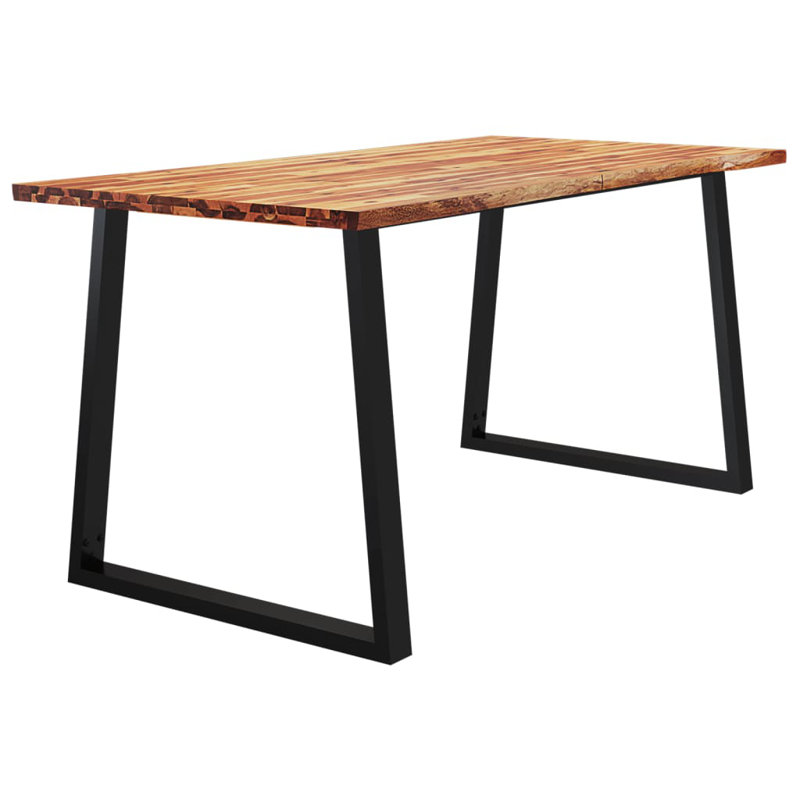 Bernat Acacia Solid Wood Top Metal Base Dining Table, 63" L x 31.5" W