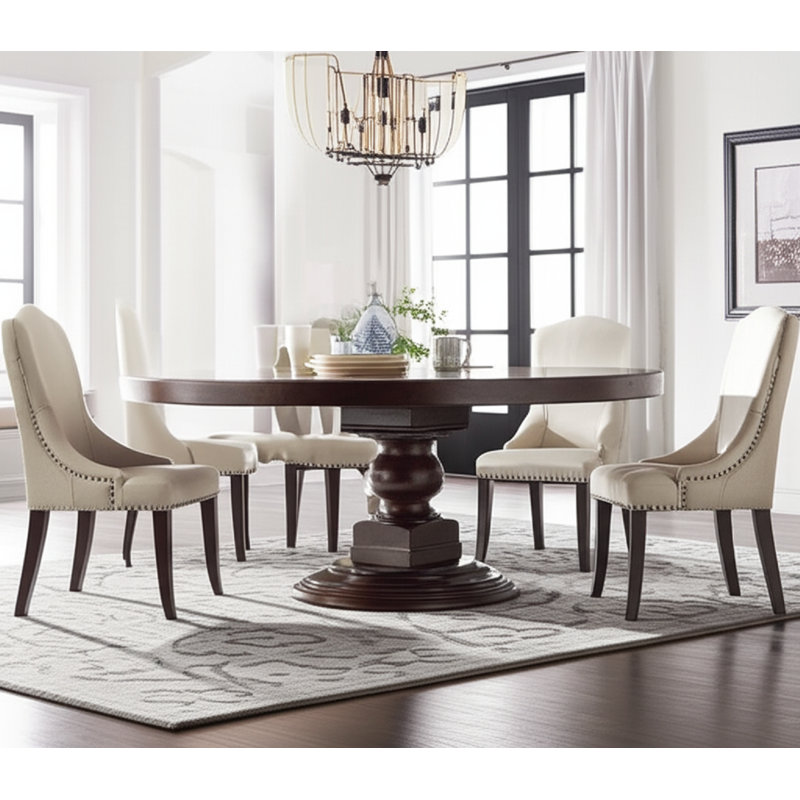 Marseille Round Solid Wood Dining Table,  72" W x 72" L