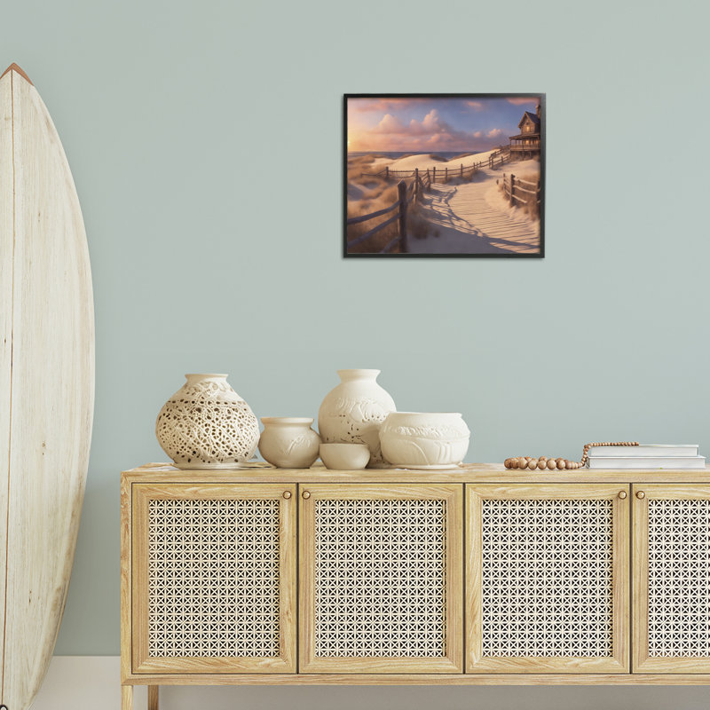 «Hampton Dunes», estampe numérique de Noah Bay, Giclée encadrée noir minuit, H 16 po x l 20 po