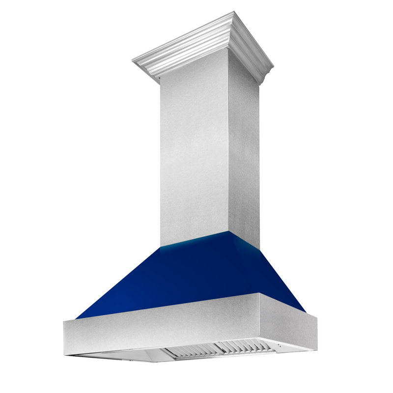 48" Fingerprint Resistant Stainless Steel Range Hood with Fingerprint Resistant Shell (8654SN-48), Blue Gloss
