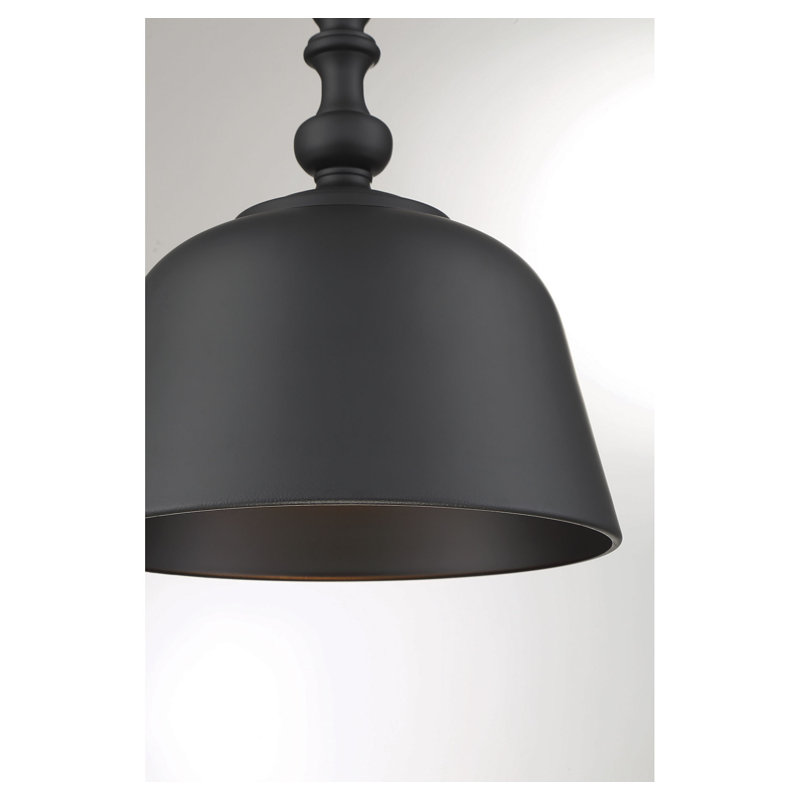 Saxon 1-Light Dimmable Dome Pendant, Matte Black