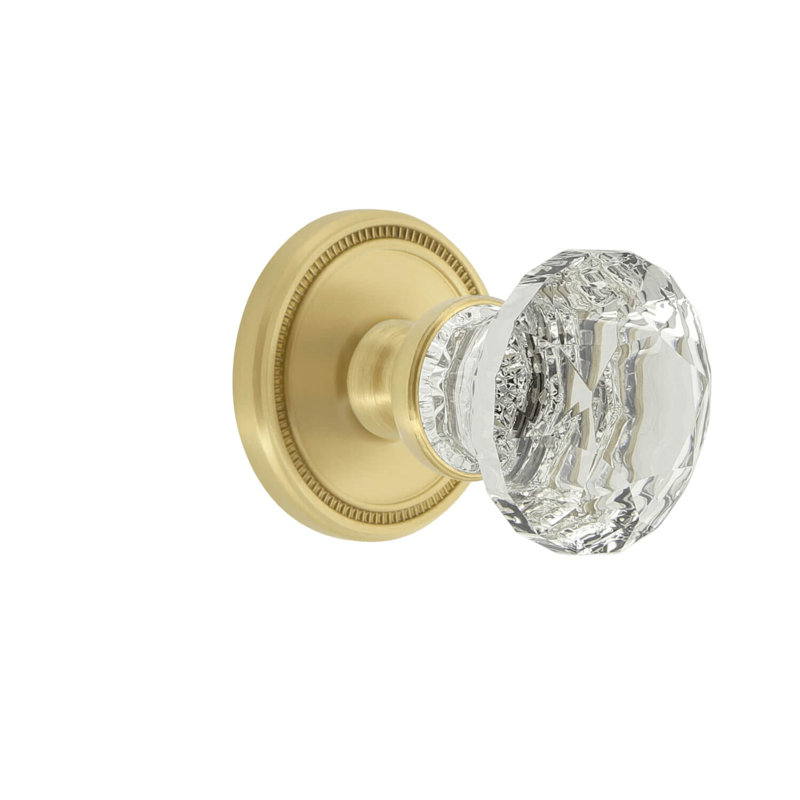 Rosette Grandeur Soleil avec poignée en cristal brillant, Laiton satiné