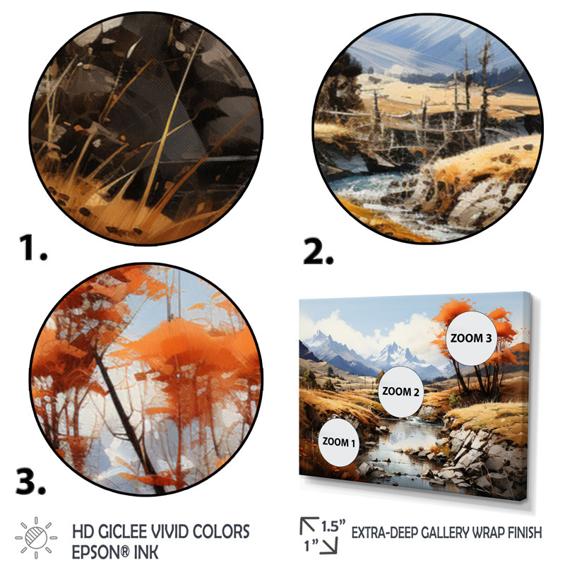 Bergvin China Art Golden Autumn - reproduction d'art, H 24 po x l 32 po x P 1 po, Cadre photo noir
