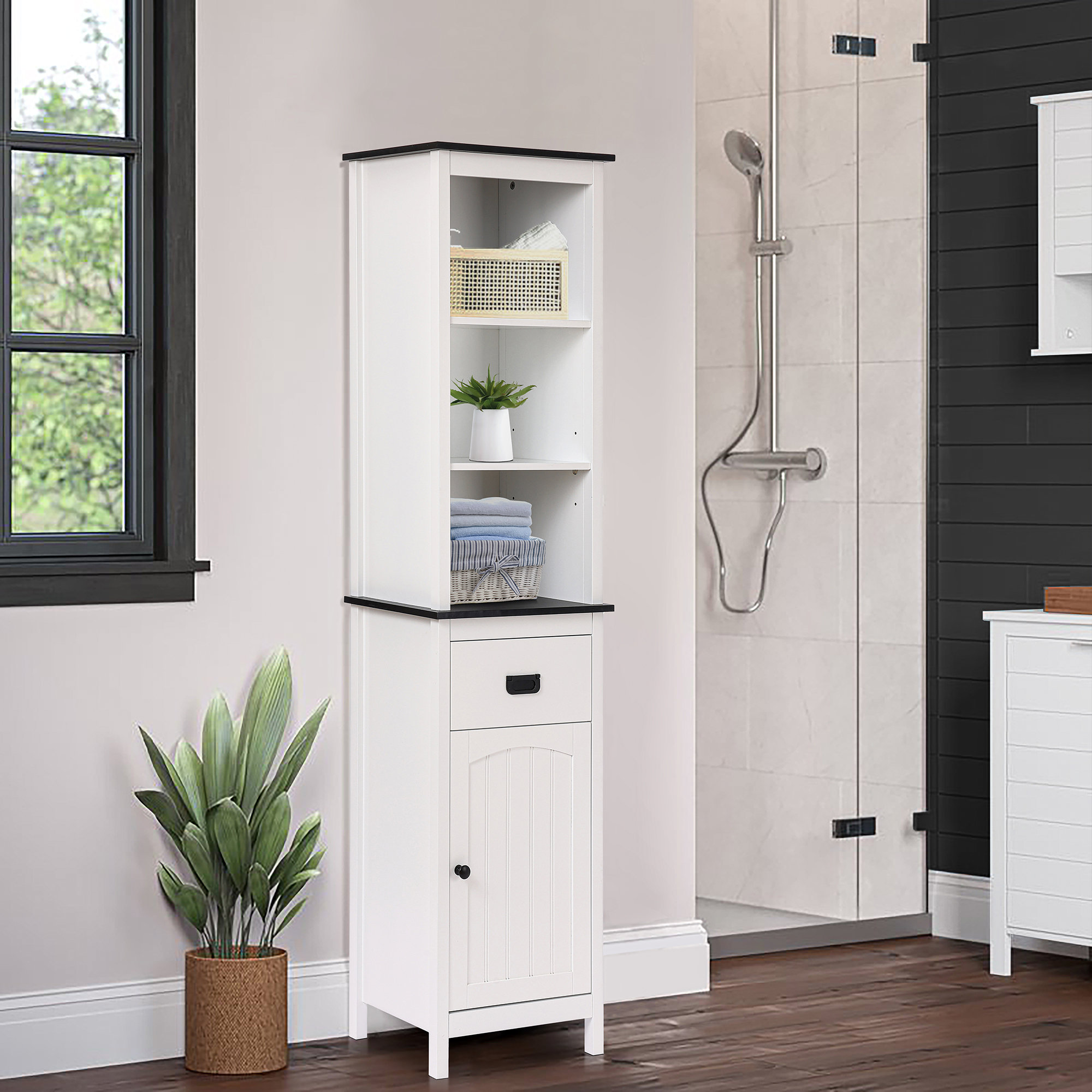 Ebern Designs Calianna Linen Tower Bathroom Cabinet & Reviews | Wayfair