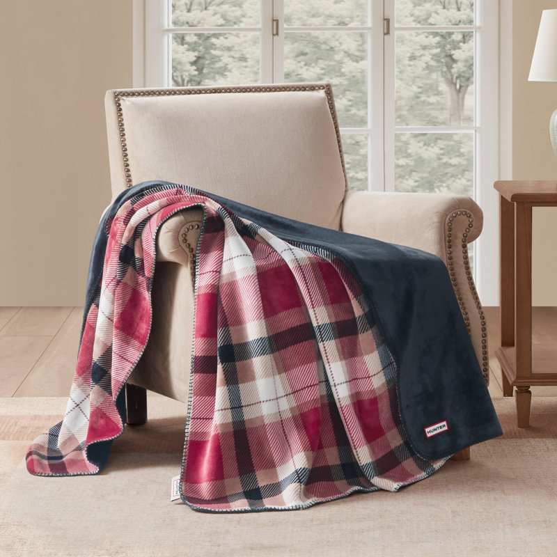 Hunter Reversible Plaid Plush Throw Blankets, Weston