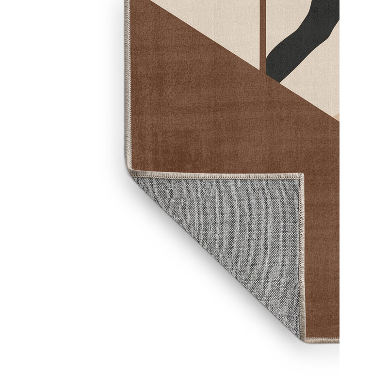 Machine Washable Aust High Jump Minimalist Rug in Beige – Beige Binding, 8x10