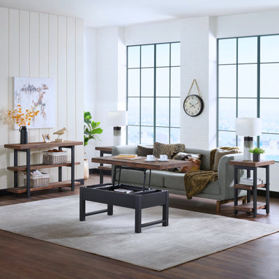 Rundell Pomona 4-Piece Living Room Set - Includes 42 in. W Lift Top Coffee Table, Sofa/TV Console Table, Two End Tables with Storage Shelves, Solid Pi -  Trent Austin Design®, F1E24716D413405AA6BE28B3A1FF968A