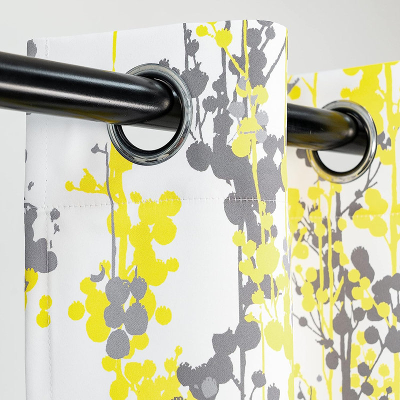 Rideau en polyester, Jaune doré / gris, L 39 po x L 78 po