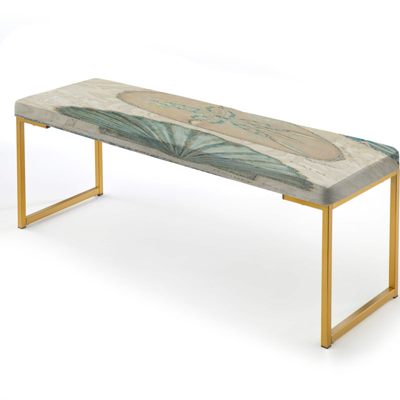 Finke - Abstract Coastal Upholstered Gold Bench