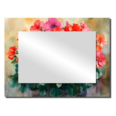 Jardin de géraniums dans un réalisme de couleurs ensoleillées - miroir géraniums pour décoration murale - imprimé sur métal
