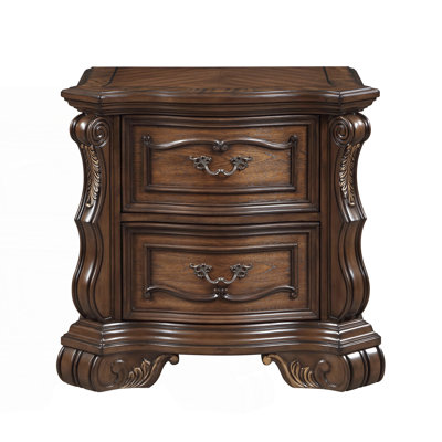 Formal Traditional Nightstand With 2 Drawers
