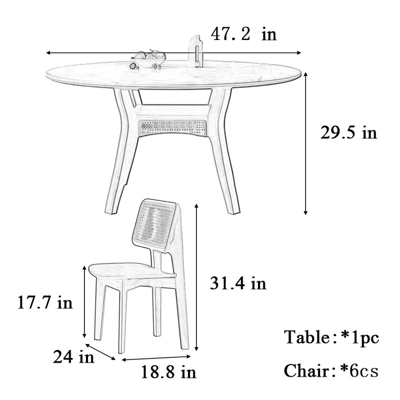 Table d'appoint simple et petit appartement, H 29,5 po x L 47,2 po x l 47,2 po