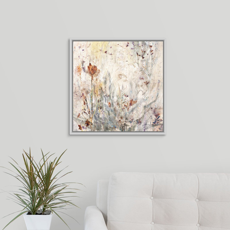 « natural luxe », peinture sur toile, Cadre flottant blanc, H 21,7 po x l 21,7 po x p 1,75 po