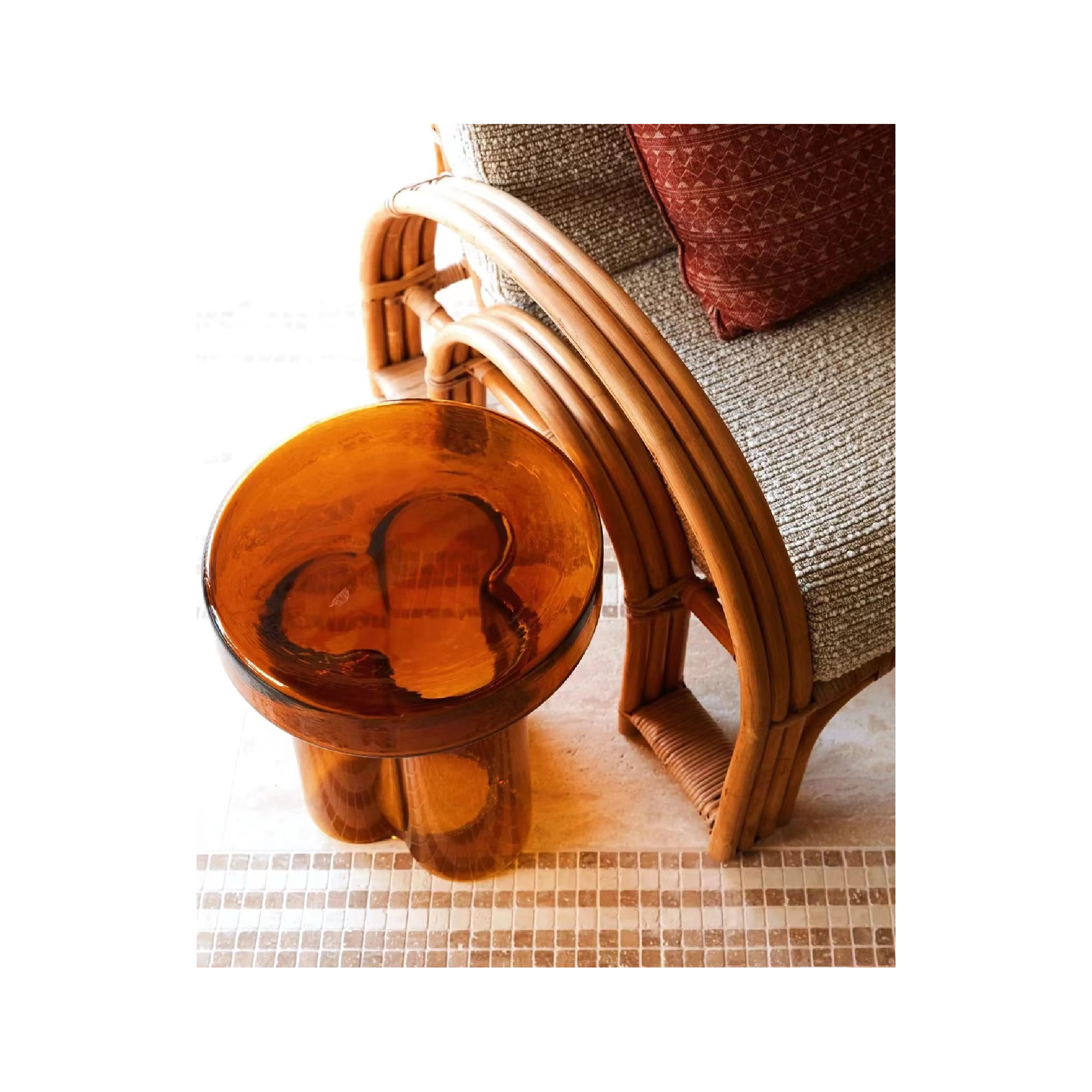 Glass End Table, Amber