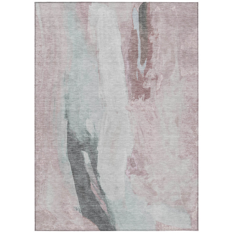 Machine Washable Indoor/Outdoor Xhevrie Blush Rug, Rectangle 2'6" x 3'10"